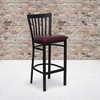 image:imageFlash Furniture HERCULES Series Black School House Back Metal Restaurant Barstool  Black Vinyl Seat Pack of 1BlackBurgundy