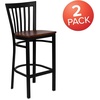 image:imageFlash Furniture HERCULES Series Black School House Back Metal Restaurant Barstool  Black Vinyl Seat Pack of 1Cherry Wood SeatBlack Metal Frame