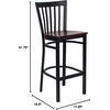 image:imageFlash Furniture HERCULES Series Black School House Back Metal Restaurant Barstool  Black Vinyl Seat Pack of 1Mahogany Wood SeatBlack Metal Frame