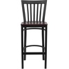 image:imageFlash Furniture HERCULES Series Black School House Back Metal Restaurant Barstool  Black Vinyl Seat Pack of 1Mahogany Wood SeatBlack Metal Frame