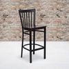 image:imageFlash Furniture HERCULES Series Black School House Back Metal Restaurant Barstool  Black Vinyl Seat Pack of 1Mahogany Wood SeatBlack Metal Frame