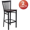 image:imageFlash Furniture HERCULES Series Black School House Back Metal Restaurant Barstool  Black Vinyl Seat Pack of 1Mahogany Wood SeatBlack Metal Frame