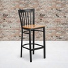 image:imageFlash Furniture HERCULES Series Black School House Back Metal Restaurant Barstool  Black Vinyl Seat Pack of 1Natural Wood SeatBlack Metal Frame