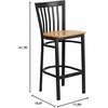 image:imageFlash Furniture HERCULES Series Black School House Back Metal Restaurant Barstool  Black Vinyl Seat Pack of 1Natural Wood SeatBlack Metal Frame
