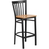 image:imageFlash Furniture HERCULES Series Black School House Back Metal Restaurant Barstool  Black Vinyl Seat Pack of 1Natural Wood SeatBlack Metal Frame