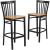 image:imageFlash Furniture HERCULES Series Black School House Back Metal Restaurant Barstool  Black Vinyl Seat Pack of 1Natural Wood SeatBlack Metal Frame