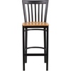 image:imageFlash Furniture HERCULES Series Black School House Back Metal Restaurant Barstool  Black Vinyl Seat Pack of 1Natural Wood SeatBlack Metal Frame