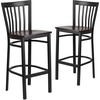 image:imageFlash Furniture HERCULES Series Black School House Back Metal Restaurant Barstool  Black Vinyl Seat Pack of 1Walnut Wood SeatBlack Metal Frame