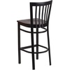 image:imageFlash Furniture HERCULES Series Black School House Back Metal Restaurant Barstool  Black Vinyl Seat Pack of 1Walnut Wood SeatBlack Metal Frame