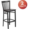 image:imageFlash Furniture HERCULES Series Black School House Back Metal Restaurant Barstool  Black Vinyl Seat Pack of 1Walnut Wood SeatBlack Metal Frame