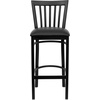 image:imageFlash Furniture HERCULES Series Black School House Back Metal Restaurant Barstool  Black Vinyl Seat Pack of 1black