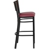 image:imageFlash Furniture HERCULES Series Black Slat Back Metal Restaurant Barstool  Walnut Wood Back amp Seat Pack of 1Walnut Wood BackBurgundy Vinyl SeatBlack Metal Frame