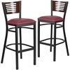 image:imageFlash Furniture HERCULES Series Black Slat Back Metal Restaurant Barstool  Walnut Wood Back amp Seat Pack of 1Walnut Wood BackBurgundy Vinyl SeatBlack Metal Frame