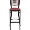 image:imageFlash Furniture HERCULES Series Black Slat Back Metal Restaurant Barstool  Walnut Wood Back amp Seat Pack of 1Walnut Wood BackBurgundy Vinyl SeatBlack Metal Frame