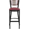 image:imageFlash Furniture HERCULES Series Black Slat Back Metal Restaurant Barstool  Walnut Wood Back amp Seat Pack of 1Walnut Wood BackBurgundy Vinyl SeatBlack Metal Frame