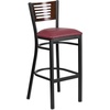 image:imageFlash Furniture HERCULES Series Black Slat Back Metal Restaurant Barstool  Walnut Wood Back amp Seat Pack of 1Walnut Wood BackBurgundy Vinyl SeatBlack Metal Frame