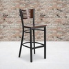 image:imageFlash Furniture HERCULES Series Black Slat Back Metal Restaurant Barstool  Walnut Wood Back amp Seat Pack of 1Walnut Wood BackWalnut Wood SeatBlack Metal Frame