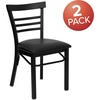 image:imageFlash Furniture HERCULES Series Black ThreeSlat Ladder Back Metal Restaurant Chair  Black Vinyl SeatBlack Vinyl SeatBlack Metal Frame