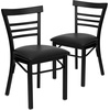 image:imageFlash Furniture HERCULES Series Black ThreeSlat Ladder Back Metal Restaurant Chair  Black Vinyl SeatBlack Vinyl SeatBlack Metal Frame