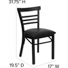 image:imageFlash Furniture HERCULES Series Black ThreeSlat Ladder Back Metal Restaurant Chair  Black Vinyl SeatBlack Vinyl SeatBlack Metal Frame