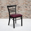 image:imageFlash Furniture HERCULES Series Black ThreeSlat Ladder Back Metal Restaurant Chair  Black Vinyl SeatBurgundy Vinyl SeatBlack Metal Frame