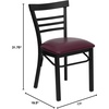 image:imageFlash Furniture HERCULES Series Black ThreeSlat Ladder Back Metal Restaurant Chair  Black Vinyl SeatBurgundy Vinyl SeatBlack Metal Frame