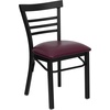 image:imageFlash Furniture HERCULES Series Black ThreeSlat Ladder Back Metal Restaurant Chair  Black Vinyl SeatBurgundy Vinyl SeatBlack Metal Frame