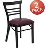 image:imageFlash Furniture HERCULES Series Black ThreeSlat Ladder Back Metal Restaurant Chair  Black Vinyl SeatBurgundy Vinyl SeatBlack Metal Frame