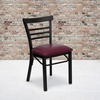 image:imageFlash Furniture HERCULES Series Black ThreeSlat Ladder Back Metal Restaurant Chair  Black Vinyl SeatBurgundy Vinyl SeatBlack Metal Frame