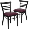 image:imageFlash Furniture HERCULES Series Black ThreeSlat Ladder Back Metal Restaurant Chair  Black Vinyl SeatBurgundy Vinyl SeatBlack Metal Frame
