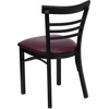 image:imageFlash Furniture HERCULES Series Black ThreeSlat Ladder Back Metal Restaurant Chair  Black Vinyl SeatBurgundy Vinyl SeatBlack Metal Frame