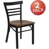 image:imageFlash Furniture HERCULES Series Black ThreeSlat Ladder Back Metal Restaurant Chair  Black Vinyl SeatCherry Wood SeatBlack Metal Frame