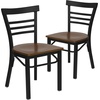 image:imageFlash Furniture HERCULES Series Black ThreeSlat Ladder Back Metal Restaurant Chair  Black Vinyl SeatCherry Wood SeatBlack Metal Frame