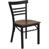image:imageFlash Furniture HERCULES Series Black ThreeSlat Ladder Back Metal Restaurant Chair  Black Vinyl SeatCherry Wood SeatBlack Metal Frame