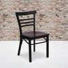 image:imageFlash Furniture HERCULES Series Black ThreeSlat Ladder Back Metal Restaurant Chair  Black Vinyl SeatMahogany Wood SeatBlack Metal Frame