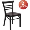 image:imageFlash Furniture HERCULES Series Black ThreeSlat Ladder Back Metal Restaurant Chair  Black Vinyl SeatMahogany Wood SeatBlack Metal Frame