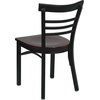 image:imageFlash Furniture HERCULES Series Black ThreeSlat Ladder Back Metal Restaurant Chair  Black Vinyl SeatMahogany Wood SeatBlack Metal Frame