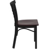 image:imageFlash Furniture HERCULES Series Black ThreeSlat Ladder Back Metal Restaurant Chair  Black Vinyl SeatMahogany Wood SeatBlack Metal Frame