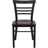 image:imageFlash Furniture HERCULES Series Black ThreeSlat Ladder Back Metal Restaurant Chair  Black Vinyl SeatMahogany Wood SeatBlack Metal Frame