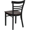 image:imageFlash Furniture HERCULES Series Black ThreeSlat Ladder Back Metal Restaurant Chair  Black Vinyl SeatMulticolormahogany Wood SeatBlack Metal Frame