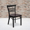 image:imageFlash Furniture HERCULES Series Black ThreeSlat Ladder Back Metal Restaurant Chair  Black Vinyl SeatMulticolormahogany Wood SeatBlack Metal Frame