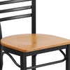 image:imageFlash Furniture HERCULES Series Black ThreeSlat Ladder Back Metal Restaurant Chair  Black Vinyl SeatNatural Wood SeatBlack Metal Frame