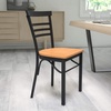 image:imageFlash Furniture HERCULES Series Black ThreeSlat Ladder Back Metal Restaurant Chair  Black Vinyl SeatNatural Wood SeatBlack Metal Frame
