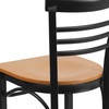 image:imageFlash Furniture HERCULES Series Black ThreeSlat Ladder Back Metal Restaurant Chair  Black Vinyl SeatNatural Wood SeatBlack Metal Frame