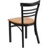 image:imageFlash Furniture HERCULES Series Black ThreeSlat Ladder Back Metal Restaurant Chair  Black Vinyl SeatNatural Wood SeatBlack Metal Frame