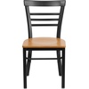 image:imageFlash Furniture HERCULES Series Black ThreeSlat Ladder Back Metal Restaurant Chair  Black Vinyl SeatNatural Wood SeatBlack Metal Frame