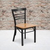 image:imageFlash Furniture HERCULES Series Black ThreeSlat Ladder Back Metal Restaurant Chair  Black Vinyl SeatNatural Wood SeatBlack Metal Frame