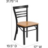 image:imageFlash Furniture HERCULES Series Black ThreeSlat Ladder Back Metal Restaurant Chair  Black Vinyl SeatNatural Wood SeatBlack Metal Frame