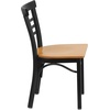 image:imageFlash Furniture HERCULES Series Black ThreeSlat Ladder Back Metal Restaurant Chair  Black Vinyl SeatNatural Wood SeatBlack Metal Frame