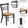 image:imageFlash Furniture HERCULES Series Black ThreeSlat Ladder Back Metal Restaurant Chair  Black Vinyl SeatNatural Wood SeatBlack Metal Frame
